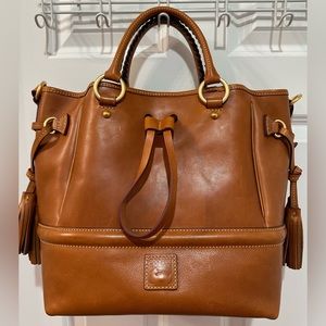 Dooney & Bourke Natural Brown Florentine Leather Buckley Drawstring Satchel Bag